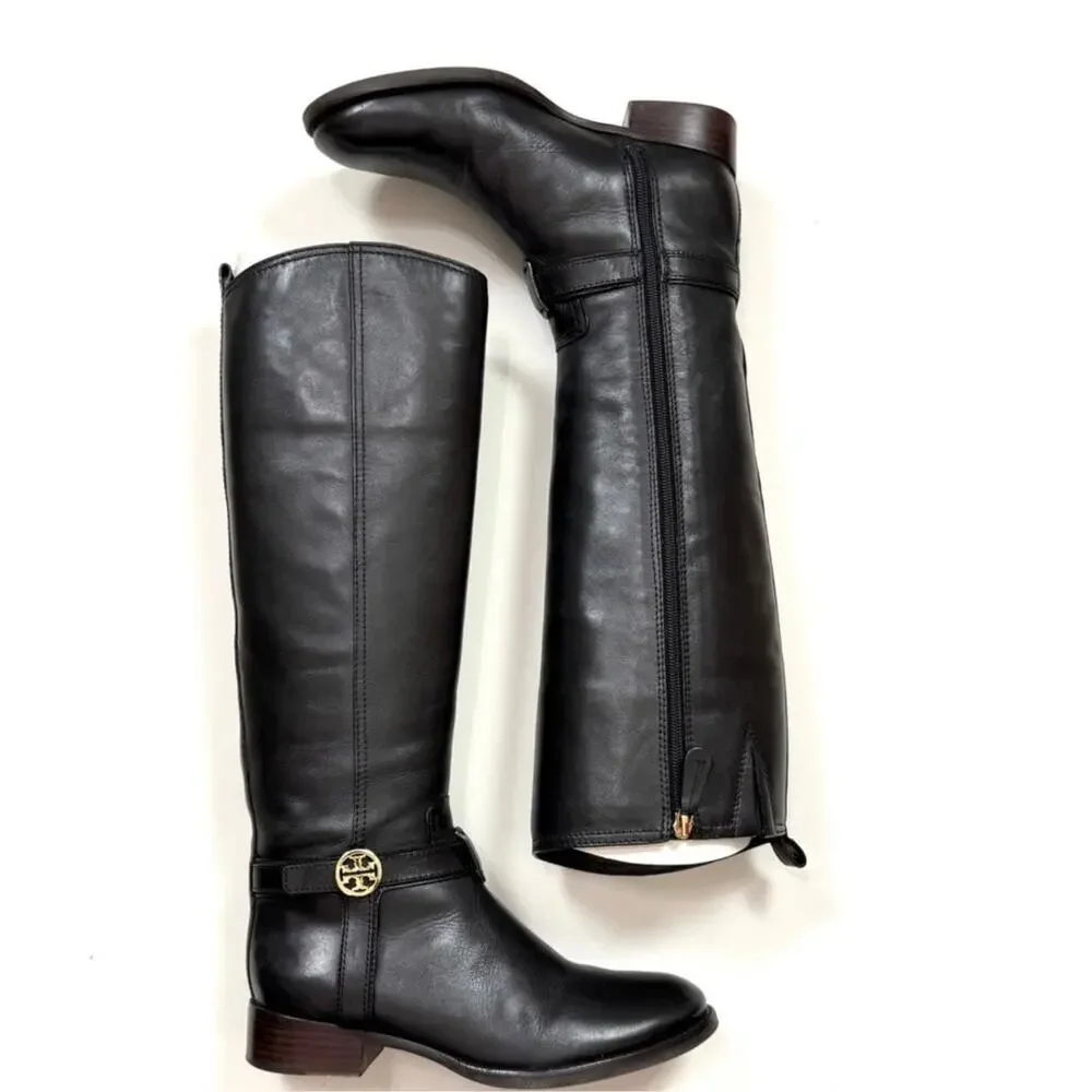 Tory Burch Bristol Riding Boots Equestrian Calf in Black
